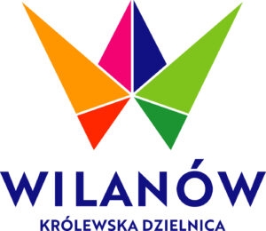Logo z napisem Wilanów królewska dzielnica
