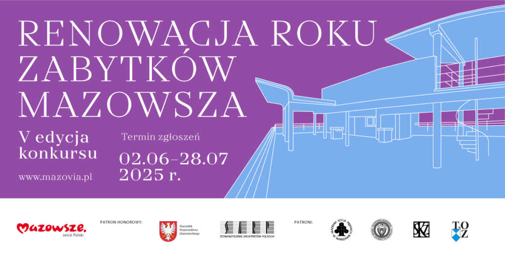 Grafika promująca konkurs „Renowacja Roku Zabytków Mazowsza”